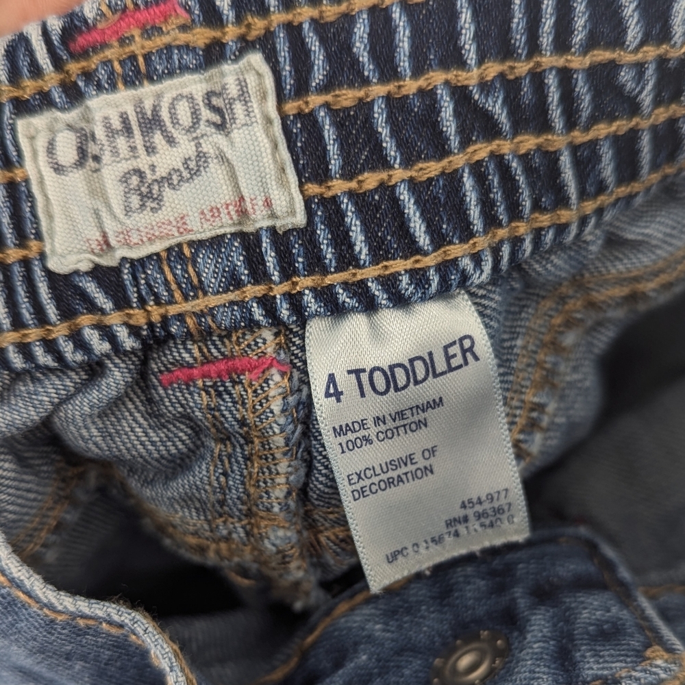 3/$20 Vintage OshKosh B'gosh Rainbow Flared Jeans Cotton Elastic Waist Size 4t - Picture 3 of 4